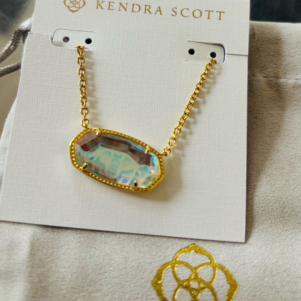 NWT Kendra Scott Elisa Gold Statement Short Pendant Necklace Dichoric glass - Picture 4 of 6